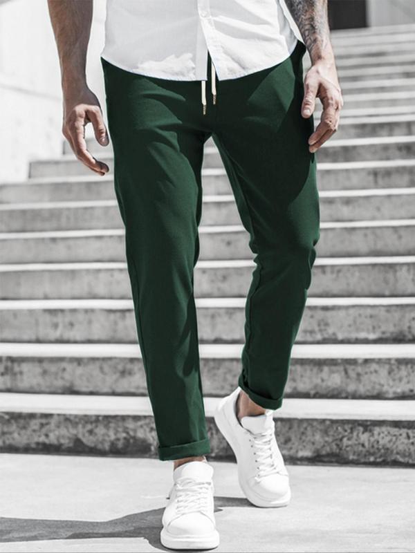 Men's Solid Slant Pocket Drawstring Waist Pants, Regular Fit Casual Comfy Jogger Pants for Daily Wear, Men's Trousers for All Seasons