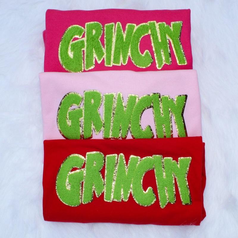 Green Chenille Patch Christmas Holiday Sweatshirt