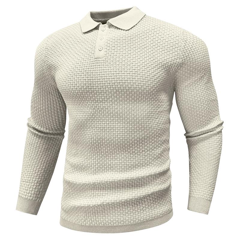 Zaitun Mens Long Sleeve Knit Polo Shirts Casual Lightweight Collared Sweater knit  jumpers unisex sweater zaitun men warm outerwear