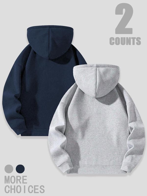 Men's Solid Drop Shoulder Half Zip Up Thermal Lined Hoodie, Fashion Casual Menswear Regular Fit Hooded Sweatshirt for Daily Outdoor Wear, Men's Tops for Fall & Winter