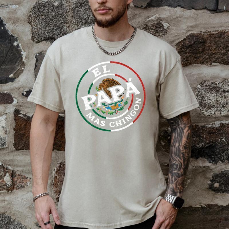 el papa mas T-shirt, Dad Father's Day Gift for Dad 2024 T-Shirt, Cotton Graphic Tee, Casual Short Sleeve Top for Summer Classic Collar Menswear Embroidered Love Sport Sweatshirt Tweed Sweatshirt Tweed Underwear Soft