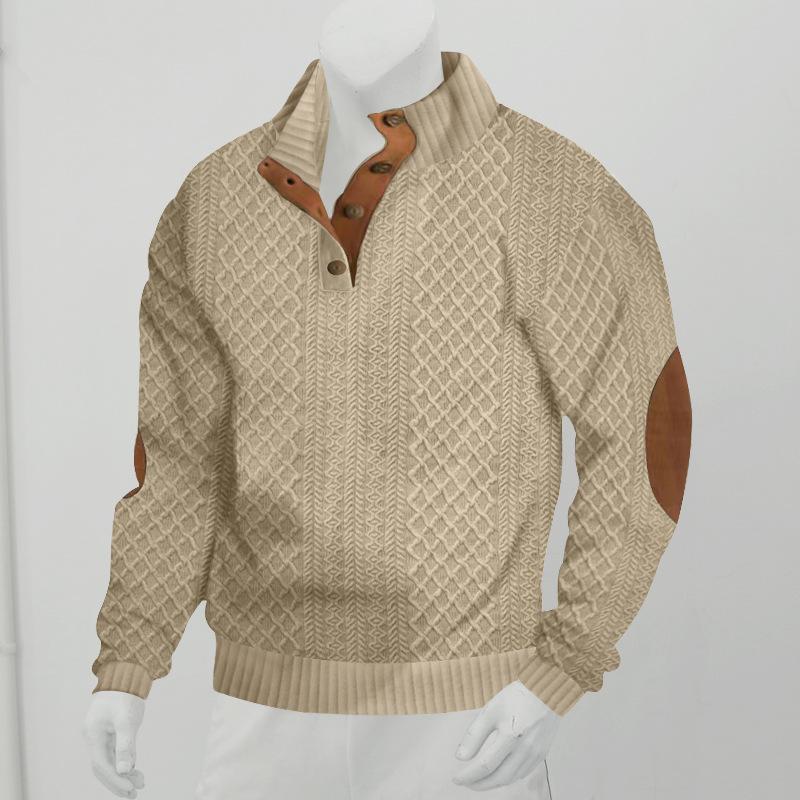 2024 Hot Selling Autumn and Winter European Size Men's Outdoor Casual Stand Collar Long Sleeve Jacquard Knitted Pullover Sweater