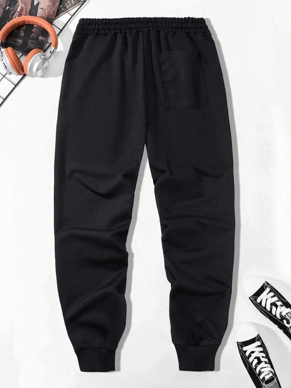 Men's Letter & Cross Print Drawstring Waist Sweatpants, Casual Street Pocket Elastic Waist Jogger Pants for Daily Wear, Mens Bottoms for All Seasons