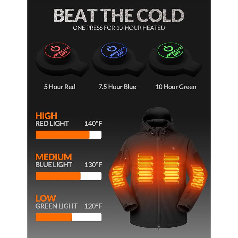 ANTARCTICA GEAR Heated Jacket  Winter Coat with 12V 16000mAh Battery Pack, Soft Shell Heating Hood Jacket