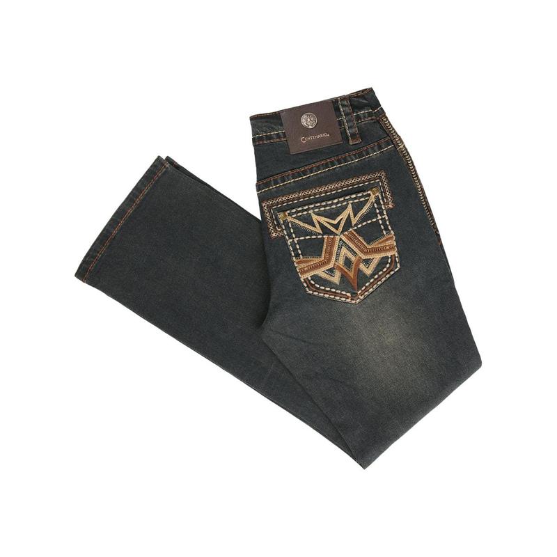 Centenario Men's Tinted Brown Denim with Embroidered Details 45316