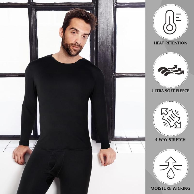 3 Sets Men's Thermal Underwear Long Johns Base Layer with Fleece Lined for Winter Cold Weather