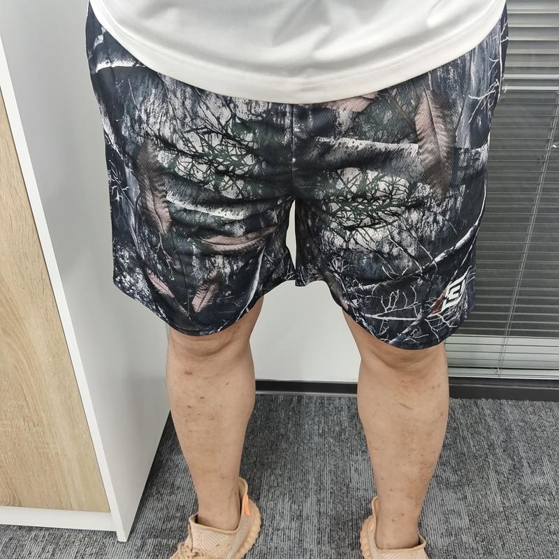 Camouflage Camo Shorts New casual comfort Old tree high waist shorts Men's muscle fitness quarter pants mesh breathable, men'sand women's elastic shorts Menswear Underwear Tropical Trouser Polyester Stylish Loose Workout Human