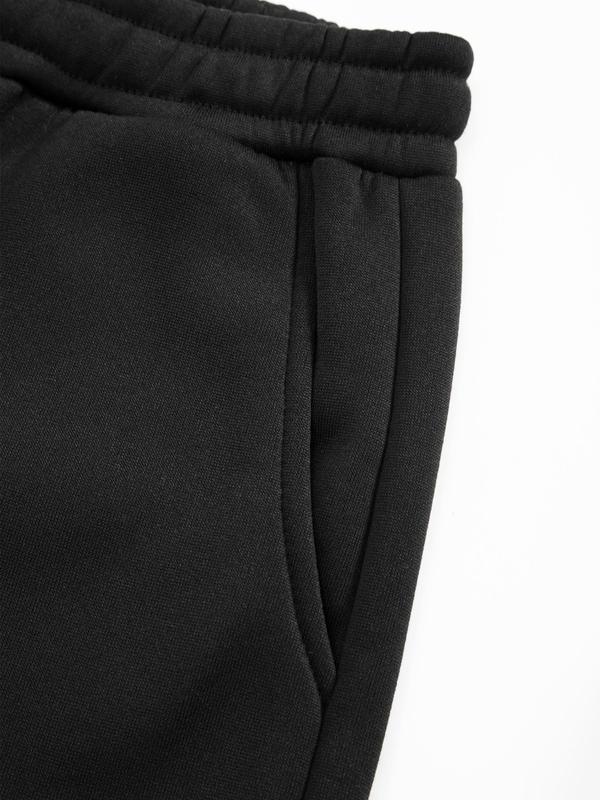 Men's Solid Color Patched Drawstring Waist Sweatpants, Casual Comfy Regular Fit Jogger Pants for Fall & Winter, Men's Trousers for Daily Wear