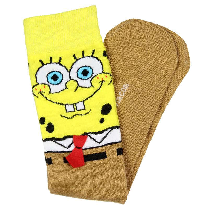 SpongeBob Socks Nickelodeon SpongeBob SquarePants Men's Character 3D Felt Tie Knit Mid Calf Crew Sock Shoe Size 6-12