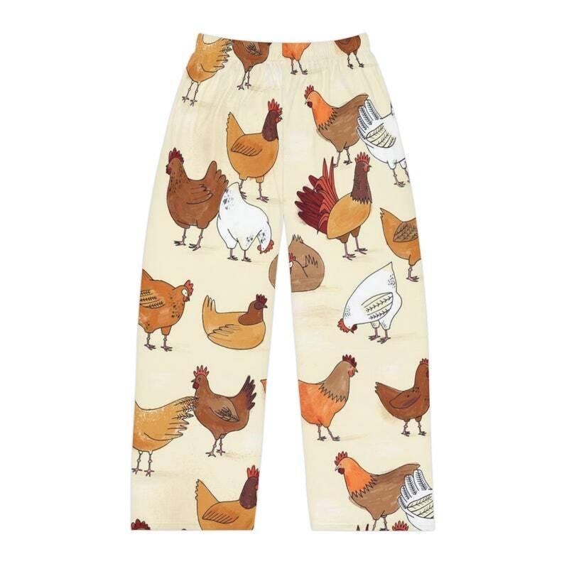 Mens chicken pj pants, chickens pajama pants, chicken lover novelty lounge pants, holiday gift, mens lounge pants