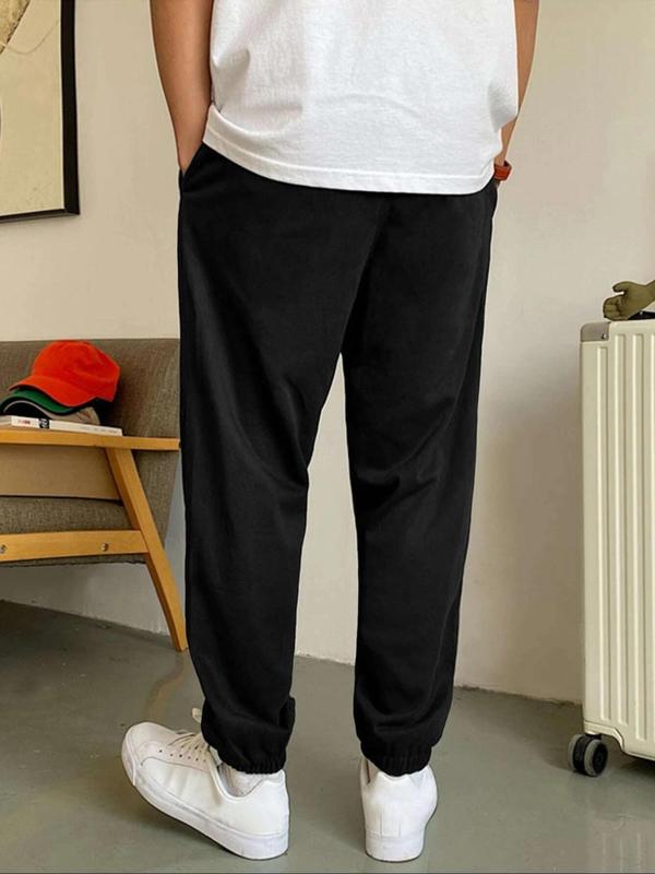 Men's Plain Pocket Drawstring Waist Sweatpants, Regular Fit Basic Jogger Pants, Boys Clothing, Summer Bottoms, Men's Clothing for Daily Wear