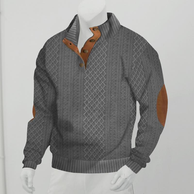 2024 Hot Selling Autumn and Winter European Size Men's Outdoor Casual Stand Collar Long Sleeve Jacquard Knitted Pullover Sweater