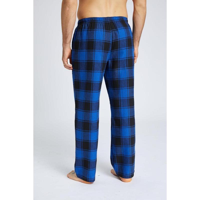 Mens Pajama Pants Flannel Cotton Plaid Sleep & Lounge Pants, PJ Bottoms with Pockets and Button Fly