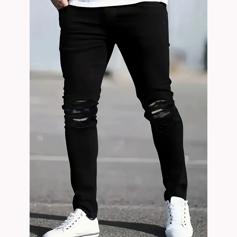 Boy's Skinny Fit Stretch Ripped Destroyed Distressed Fashion Youth Men Denim Jeans Pants