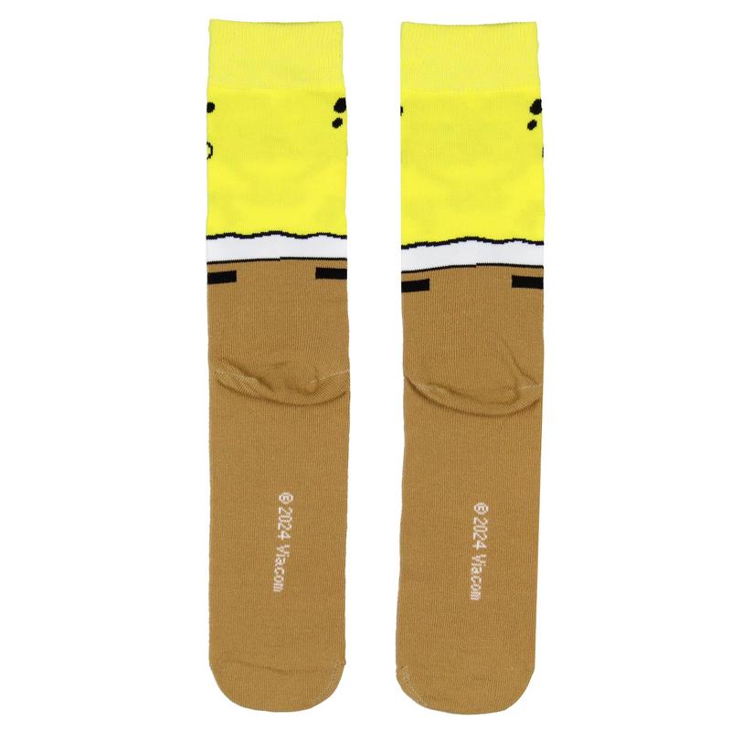 SpongeBob Socks Nickelodeon SpongeBob SquarePants Men's Character 3D Felt Tie Knit Mid Calf Crew Sock Shoe Size 6-12