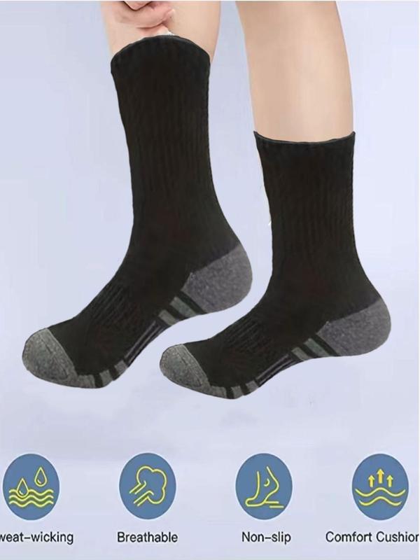 Men's 10 Pairs Colorblock Crew Socks, Casual Moisture Wicking Socks, Soft Comfy Breathable Simple Socks for All Seasons Daily Wear, Socks for Men