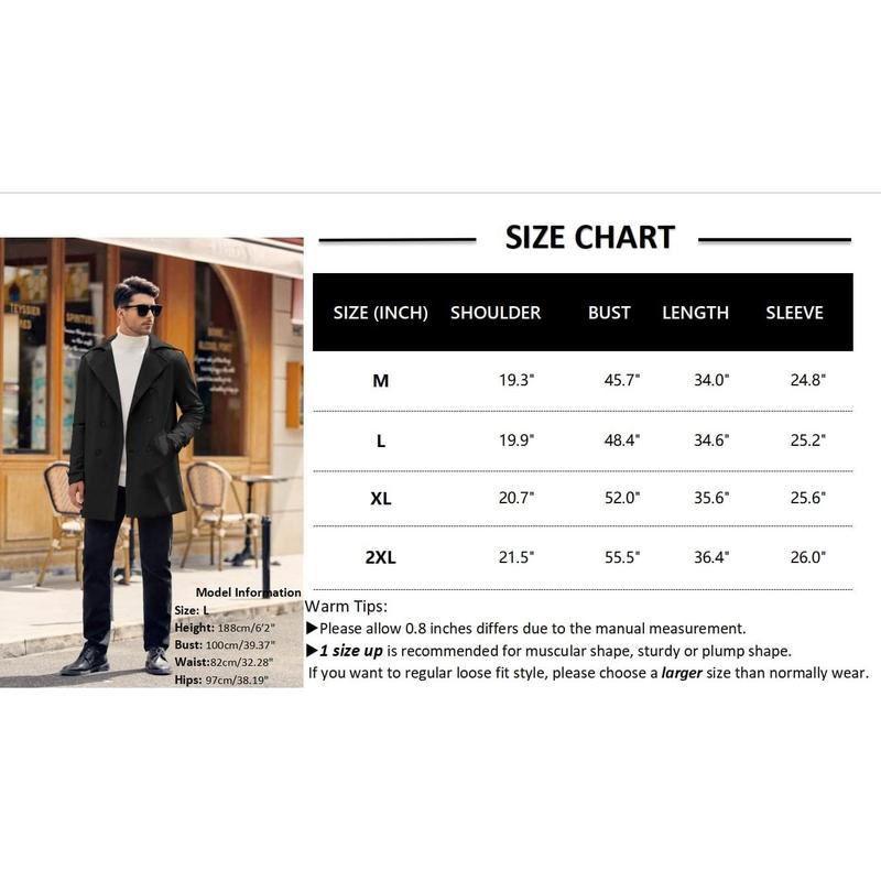 Runcati Mens Double Breasted Trench Coat Notched Lapel Casual Slim Fit Long Windbreaker Overcoat essential  coat