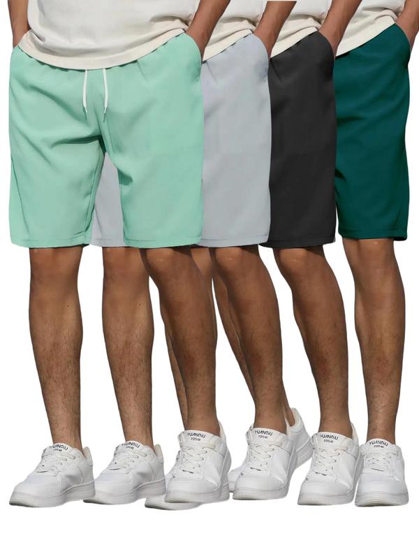 Men's Solid Drawstring Waist Shorts, Casual Pocket Straight Leg Shorts for Summer Streetwear, Shorts for Men, Men's Bottoms for Beach Vacation