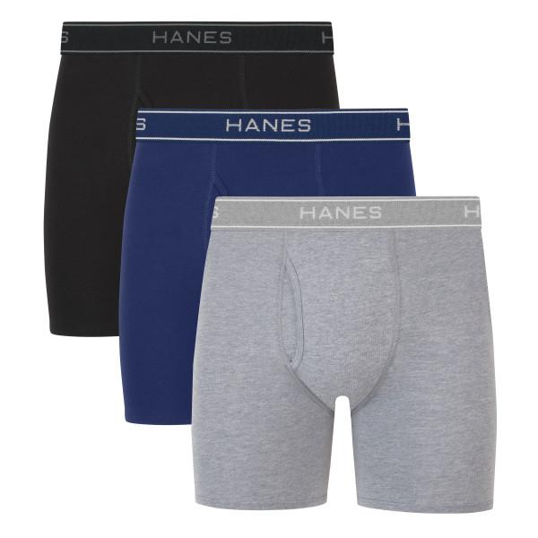 Hanes Men's Value Stretch Boxer Briefs, Assorted, 3-Pack Cotton Fabric