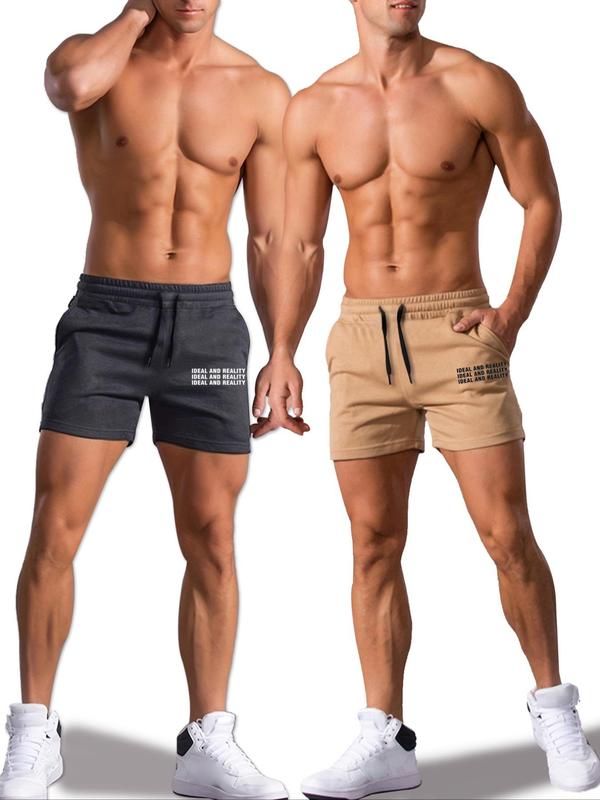 Men's Letter Print Drawstring Track Shorts, Regular Fit Casual Elastic Waist Pocket Shorts, Men Shorts, Summer Outfits 2024 Shorts