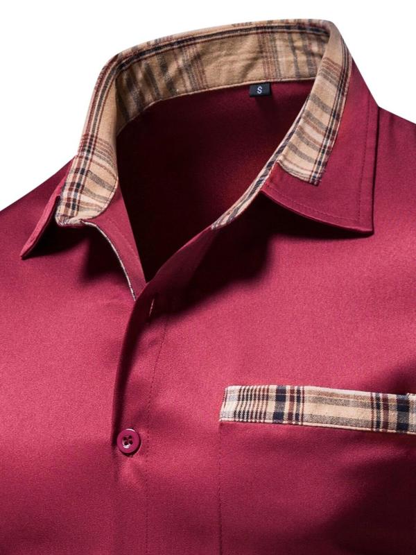 Men's Plaid Print Button Front Shirt, Casual Regular Fit Long Sleeve Pocket Top for Daily Wear, Menswear for All Seasons