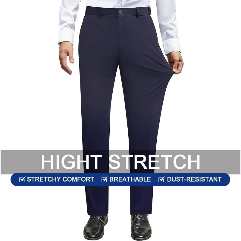 Alimens&Gentle Men's Stretch Dress Pants No Iron Golf Pants Expandable Waist Flat Front Business Casual Pants Menswear Trouser