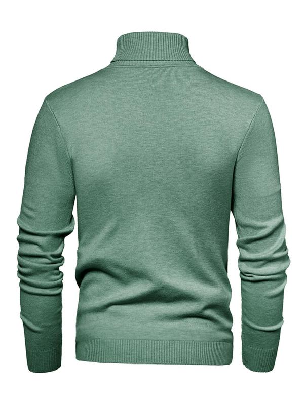 Men's Solid High Neck   Sweater, Regular Fit Casual Long Sleeve Jumper for Fall & Winter, Men's Knitwear for Daily Wear