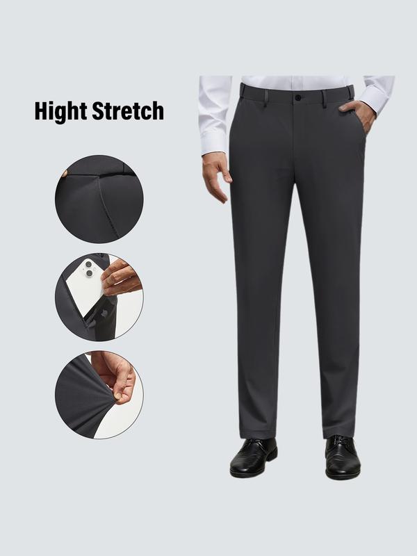 Alimens&Gentle Men's Stretch Dress Pants No Iron Golf Pants Expandable Waist Flat Front Business Casual Pants Menswear Trouser