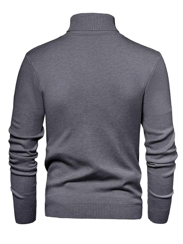 Men's Solid High Neck   Sweater, Regular Fit Casual Long Sleeve Jumper for Fall & Winter, Men's Knitwear for Daily Wear