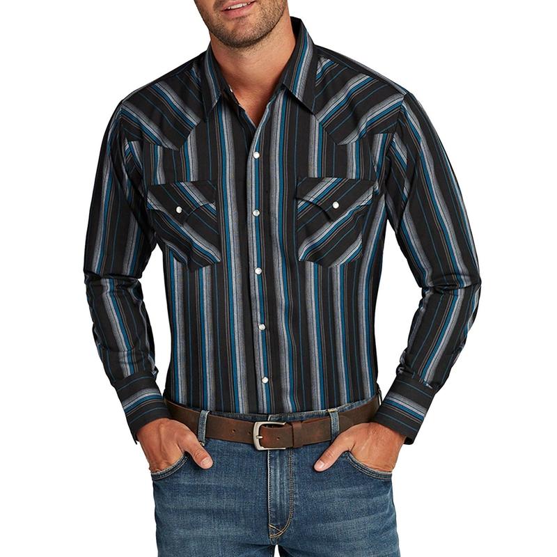 Men's Ely Cattleman Long Sleeve Stripe Western Snap Shirt