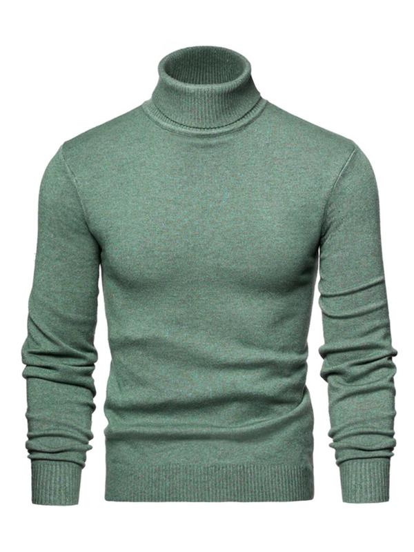 Men's Solid High Neck   Sweater, Regular Fit Casual Long Sleeve Jumper for Fall & Winter, Men's Knitwear for Daily Wear