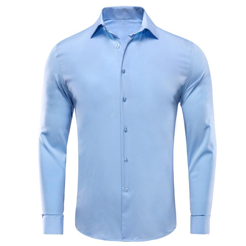 Mens Dress Shirt - 3pcs Pack Classic Black White Sky Blue Longsleeves Shirt Business Interview Outfit Collar Casual Menswear Men's Long long sleeve