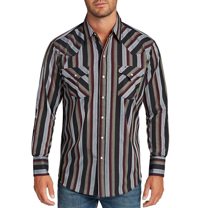 Men's Ely Cattleman Long Sleeve Stripe Western Snap Shirt