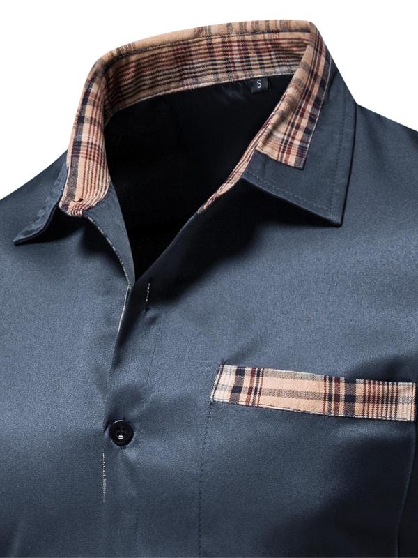 Men's Plaid Print Button Front Shirt, Casual Regular Fit Long Sleeve Pocket Top for Daily Wear, Menswear for All Seasons