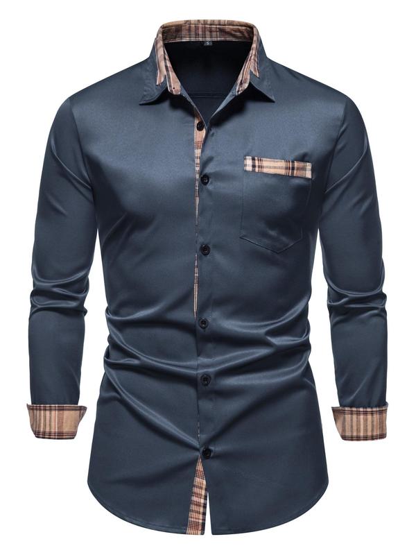 Men's Plaid Print Button Front Shirt, Casual Regular Fit Long Sleeve Pocket Top for Daily Wear, Menswear for All Seasons