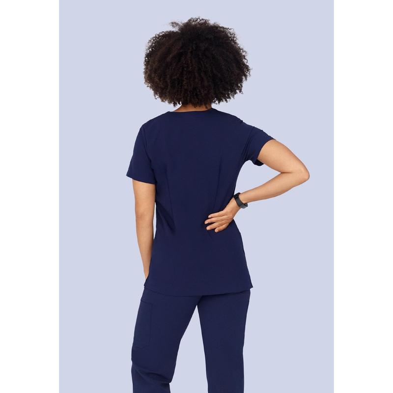 5 Pocket Notch Neck Top Navy