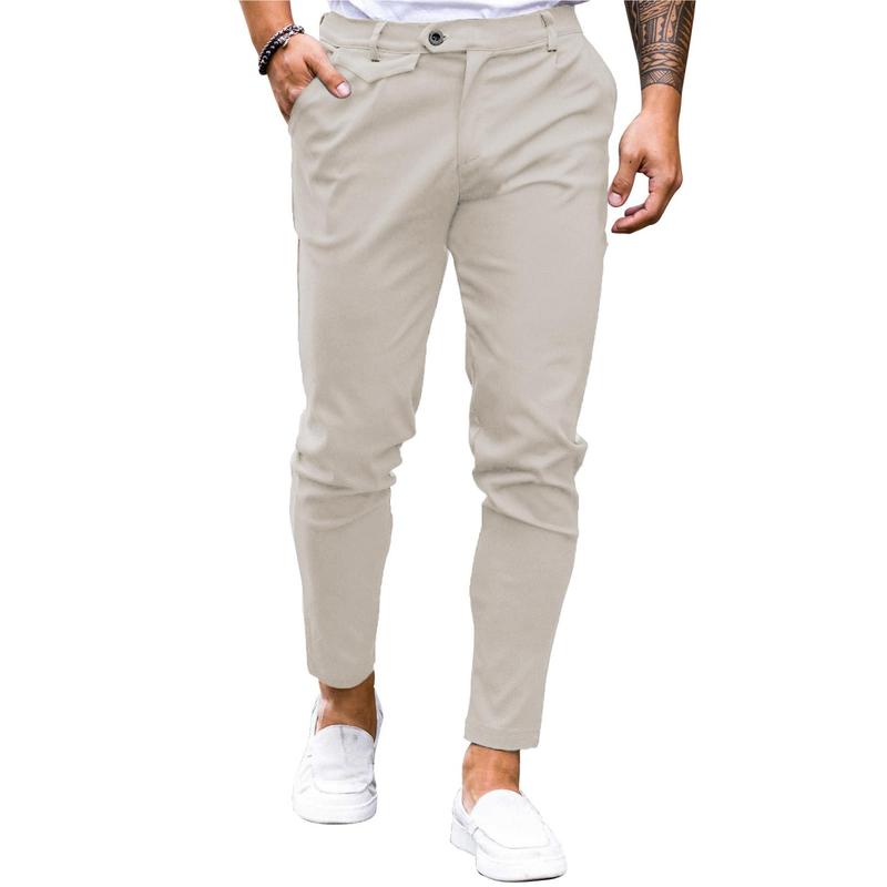 Runcati summer outfits 2024 Mens Chinos Slim Fit Pants Flat Front Stretch Skinny Tapered Dress Pants Comfort Casual Solid Trousers