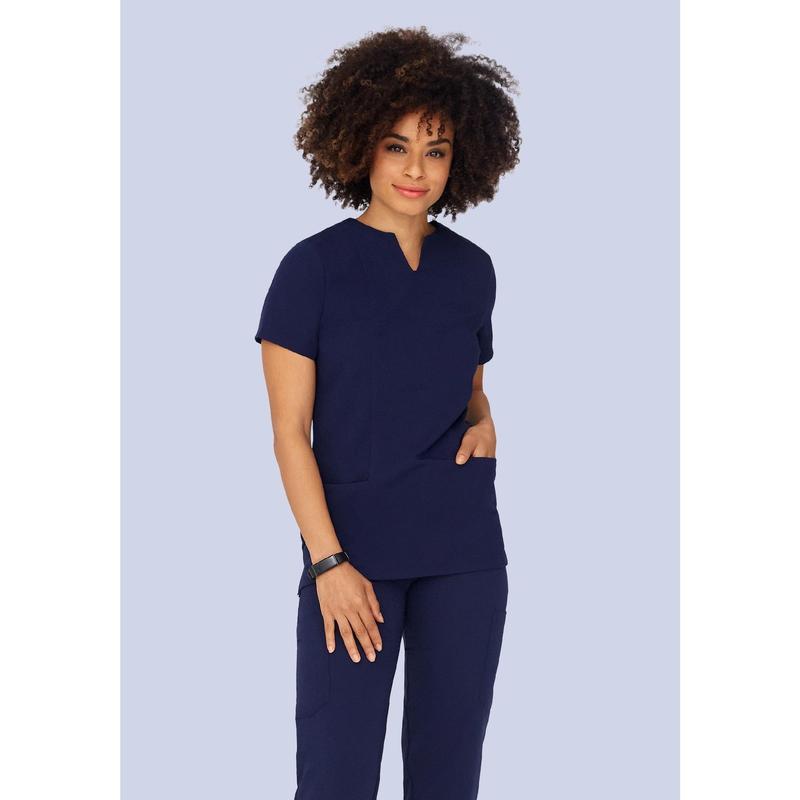 5 Pocket Notch Neck Top Navy