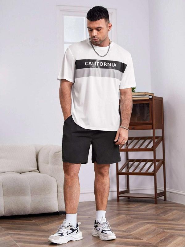  Men's Solid Drawstring Waist Shorts, Loose Casual Pocket Shorts for Summer, Men's Bottoms for Daily Wear