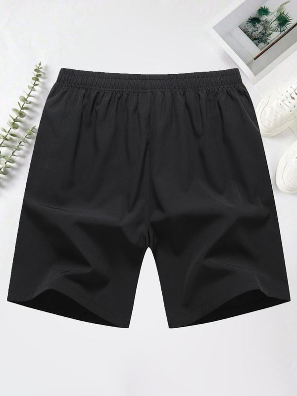 Men's Plain Drawstring Waist Shorts, Casual Pocket Design Shorts for Summer, Women's Bottoms for Daily Wear