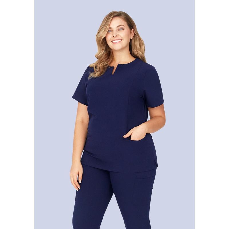 5 Pocket Notch Neck Top Navy