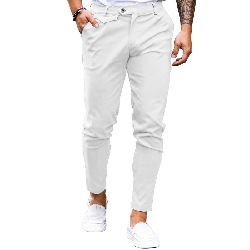 Runcati summer outfits 2024 Mens Chinos Slim Fit Pants Flat Front Stretch Skinny Tapered Dress Pants Comfort Casual Solid Trousers