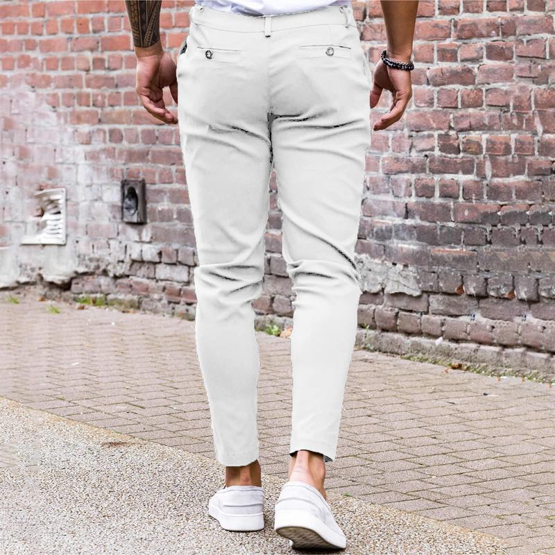 Runcati summer outfits 2024 Mens Chinos Slim Fit Pants Flat Front Stretch Skinny Tapered Dress Pants Comfort Casual Solid Trousers