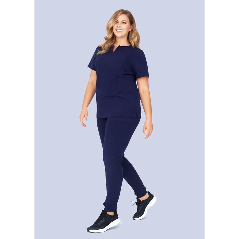 5 Pocket Notch Neck Top Navy