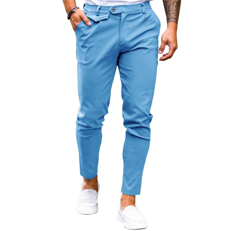 Runcati summer outfits 2024 Mens Chinos Slim Fit Pants Flat Front Stretch Skinny Tapered Dress Pants Comfort Casual Solid Trousers