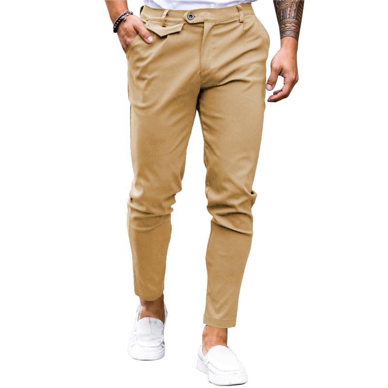 Runcati summer outfits 2024 Mens Chinos Slim Fit Pants Flat Front Stretch Skinny Tapered Dress Pants Comfort Casual Solid Trousers