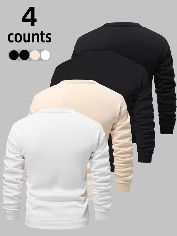 Men's Letter Print Drop Shoulder Sweatshirt, Regular Fit Casual Soft Comfy Long Sleeve Round Neck Pullover for Spring & Fall, Fashion Men's Top for Daily Wear