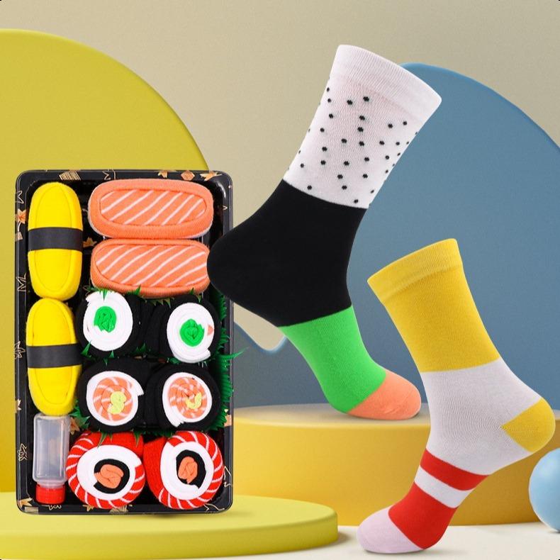 Sushi Socks, 5 Pairs Fun Socks, Unique Novelty Funny Socks for Men and Women, Sushi Lovers, Birthday, Thanksgiving Christmas Gift Idea WOMenswear