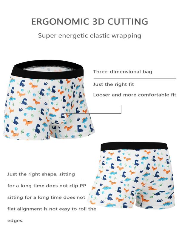 Men's All Over Cartoon Print Boxer Brief, Casual Comfy Breathable Underwear for Daily Wear, Men's Underwear for All Seasons