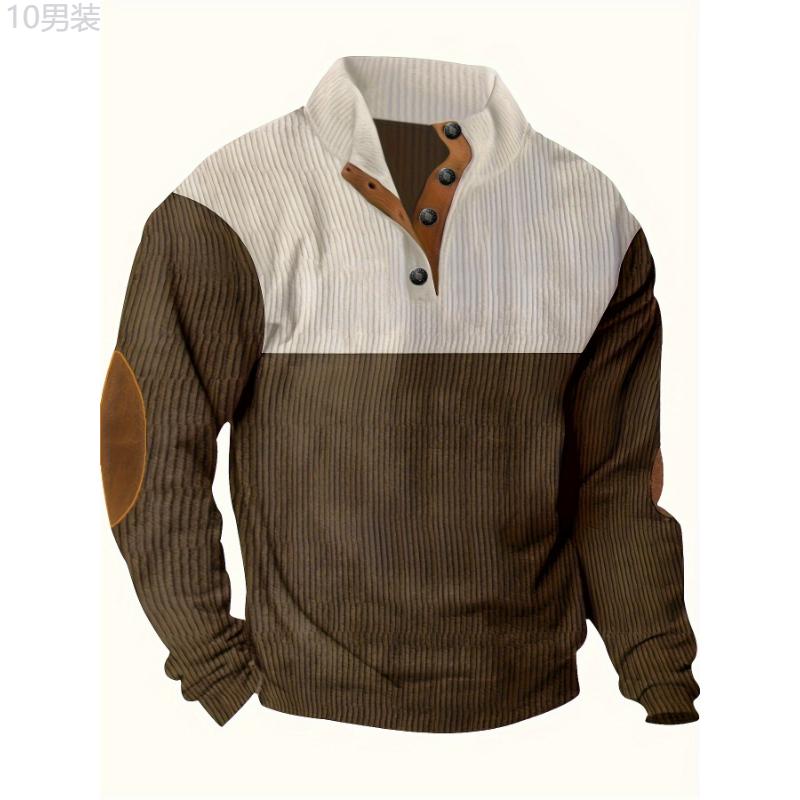 Mens Retro Color Block Knitted Mid Stretch Stand Collar Pullover Sweater - Warm, Casual, Long Sleeve, Button Front, Machine Washable - Perfect for Fall and Winter, Old Money Style Fabric Knitwear Menswear Spandex knit cardigan sweater vest